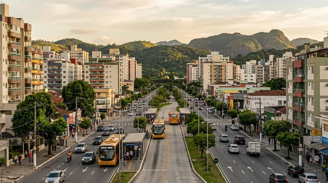 Região residencial ampla no norte da cidade com prédios baixos e ruas movimentadas — imagem ilustrativa